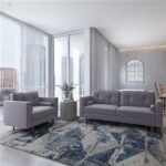 CORLIVING Ensemble de fauteuil moderne en microfibre grise Mulberry et canapé 3 places