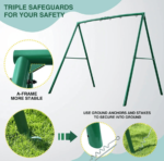 440lbs Extra Large Metal Swing Frame with 5 Hanging Hooks, Heavy Duty A-Frame Swing Stand - Image 3