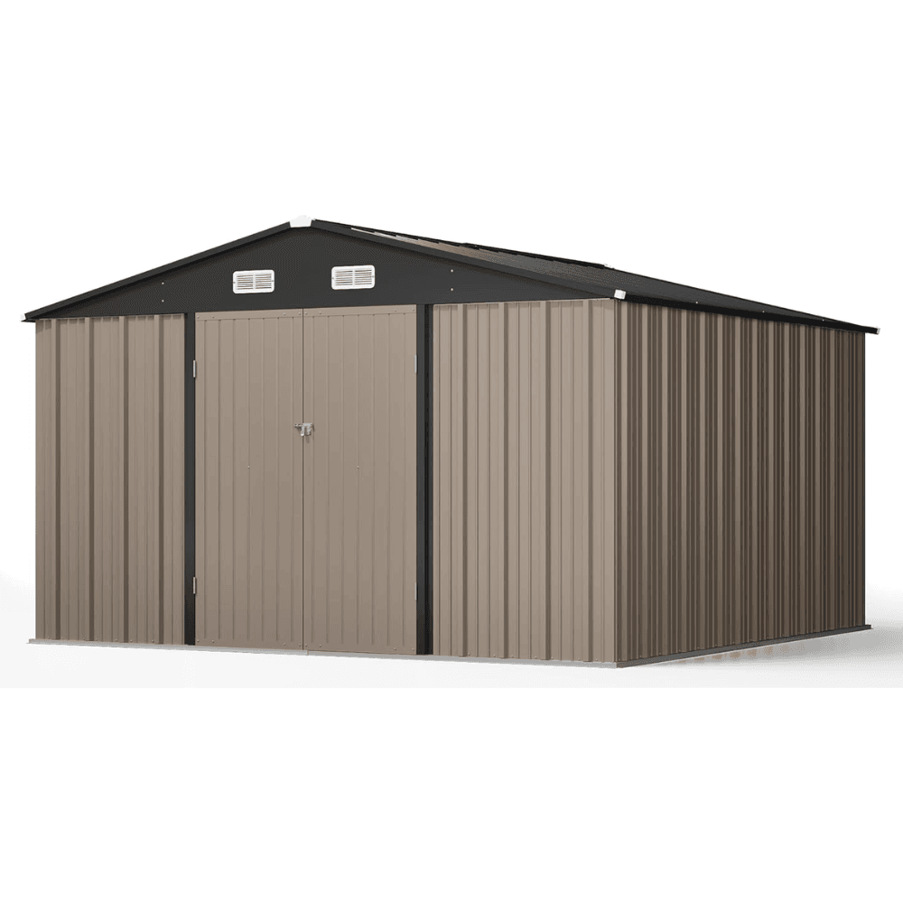 Untitled-design-39-1 10 ft. W x 10 ft. D Outdoor Metal Storage Shed in Gray (100 sq. ft.) - Image 1