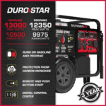 13000-Watt Push Button Start Dual Fuel Gas and Propane Powered Portable Generator - Image 2