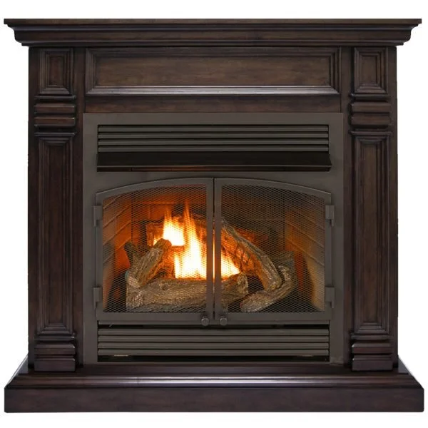 oopaa Duluth Forge Dual Fuel Ventless Gas Fireplace With Mantel – 32,000 BTU, T-Stat Control - Image 1