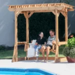 Backyard Discovery Callahan Cedar Wood Outdoor Pergola Swing Bench - Image 2